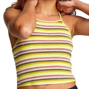 𝅺jr226 Rvca Multi Color Juniors' Ribbed-Knit Stripe Tank Top Size L